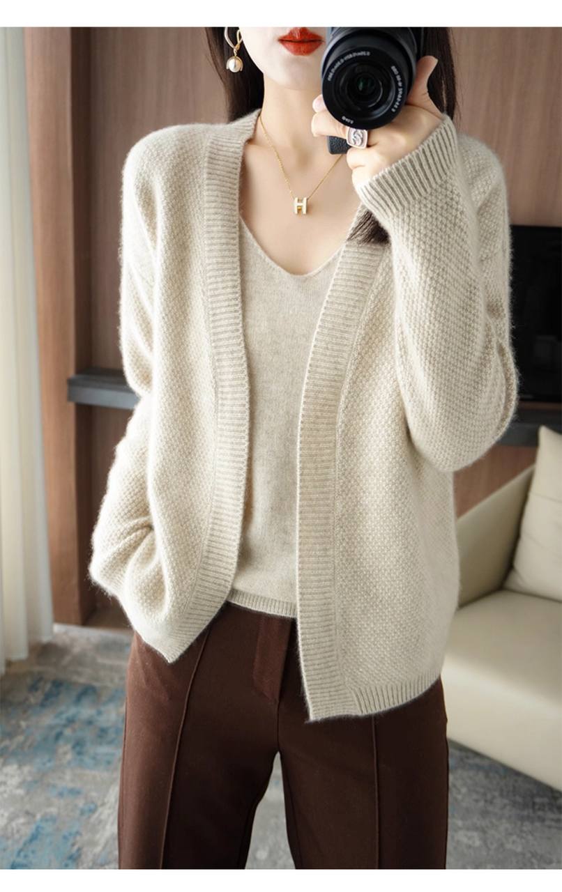 Soft Cardigan Knitted Cashmere Suspender Sweater Two-Piece Set