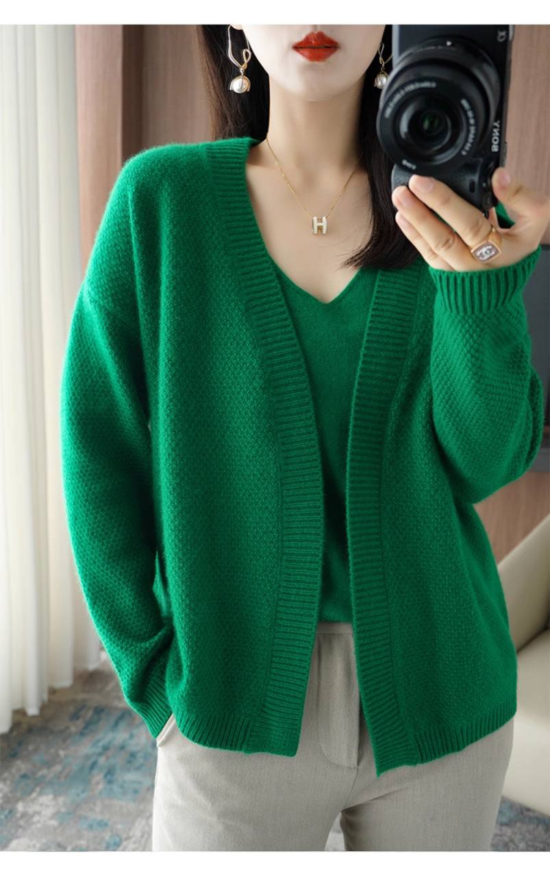 Soft Cardigan Knitted Cashmere Suspender Sweater Two-Piece Set