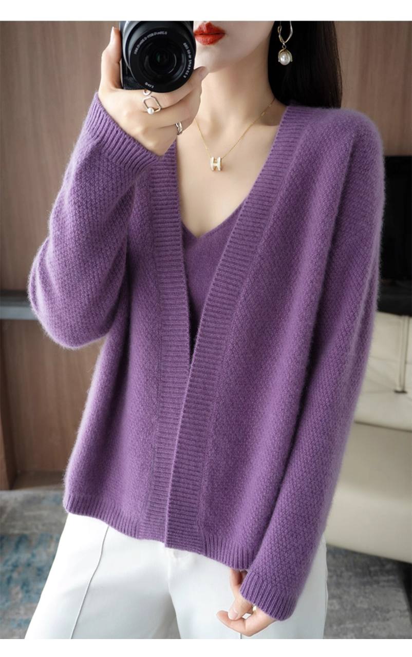 Soft Cardigan Knitted Cashmere Suspender Sweater Two-Piece Set
